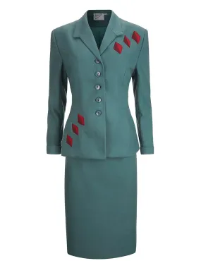 1940s Vintage Majestic Skirt Suit in Pheasant Green