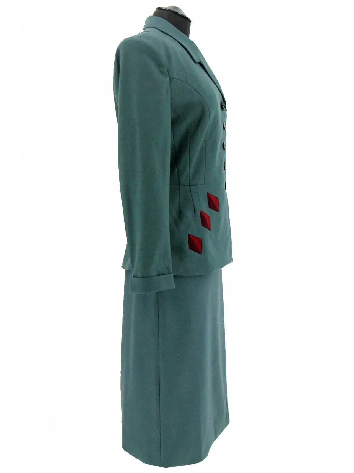 1940s Vintage Majestic Skirt Suit in Pheasant Green