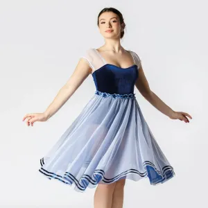 1st Position Velvet Bodice Ballet Dress with Flower Trim