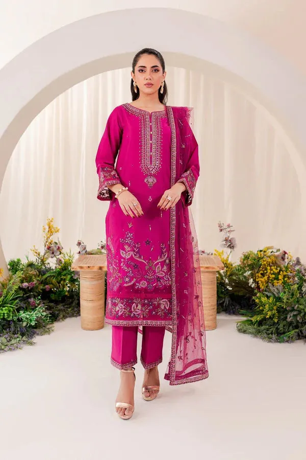 3- Pc PINK PUNCH LAWN EMBROIDERED