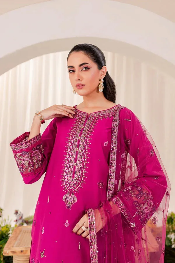 3- Pc PINK PUNCH LAWN EMBROIDERED