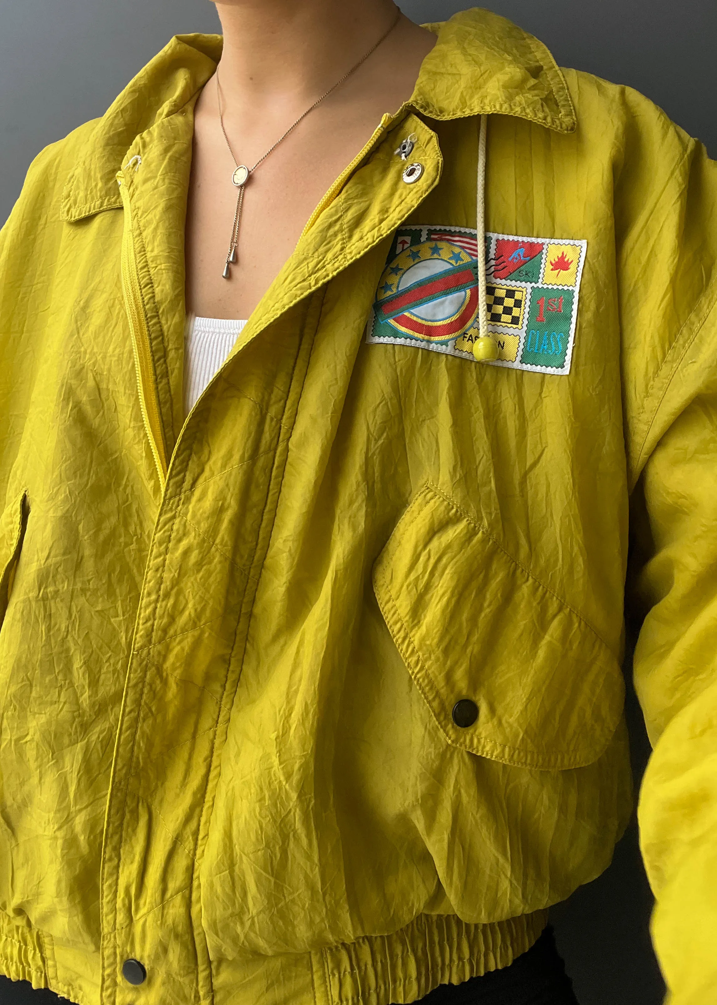 90's Chartreuse Bomber (S-M)