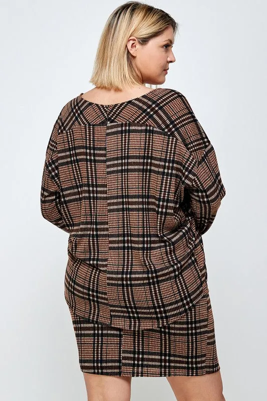 Amanda Plaid Plus Size Skirt Set