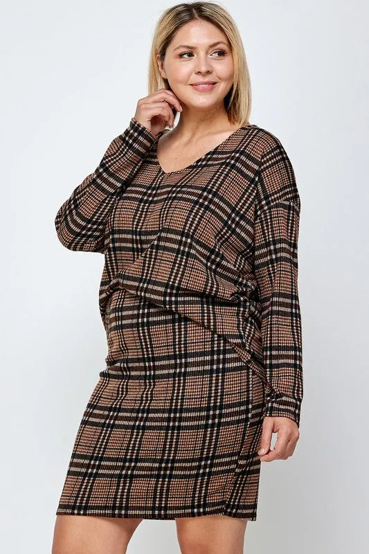 Amanda Plaid Plus Size Skirt Set