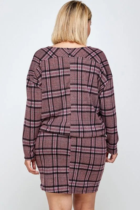 Amanda Plaid Plus Size Skirt Set