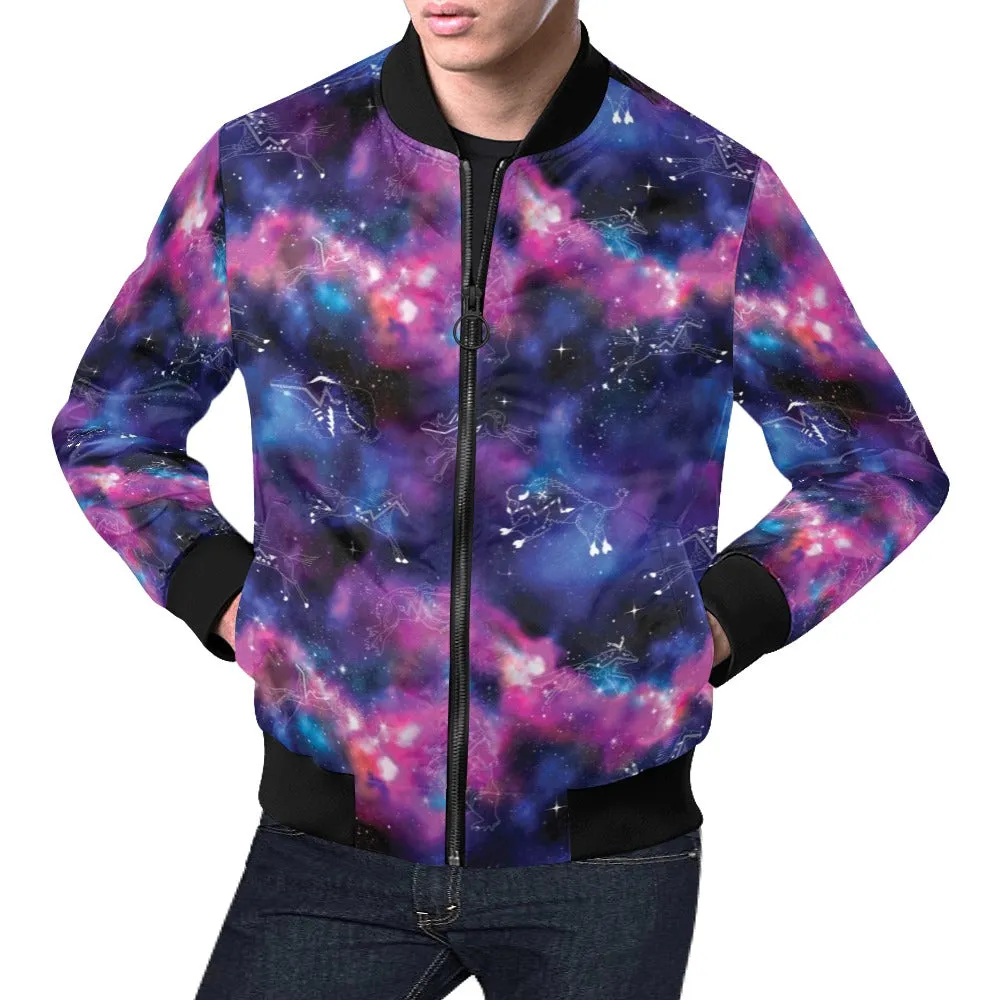 Animal Ancestors 1 Blue and Pink Bomber Jacket for Men