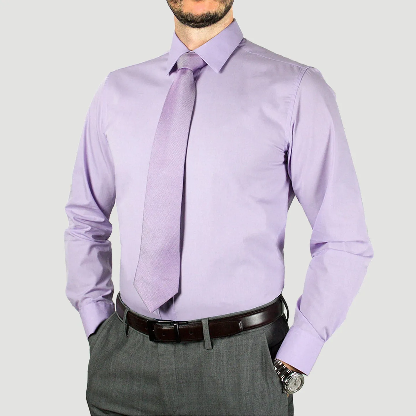 Arturo Modern Fit Dress Shirt in Lilac Long Sleeve, No Pocket