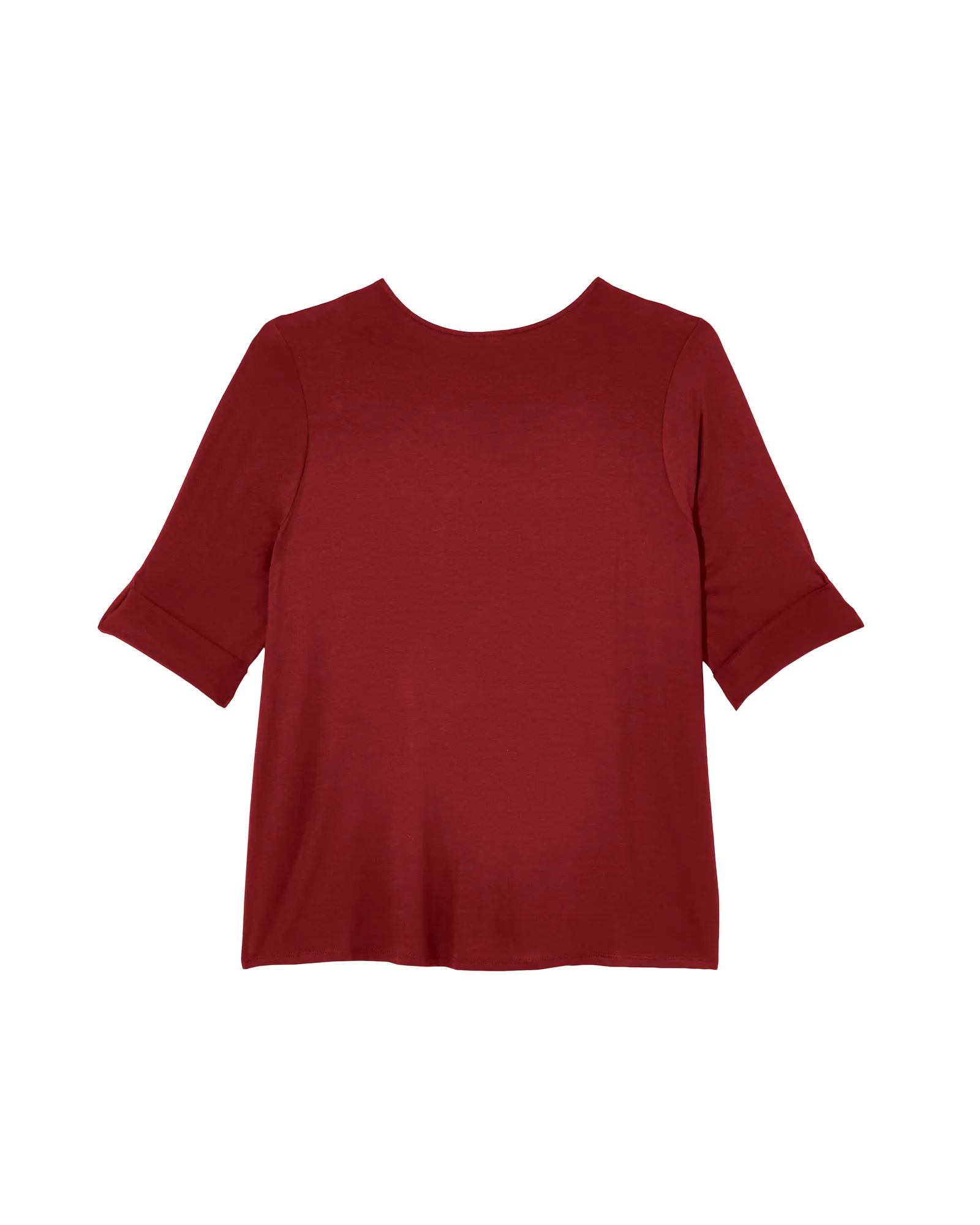 Asia 3/4 Sleeve V Neck Tee | Burgundy