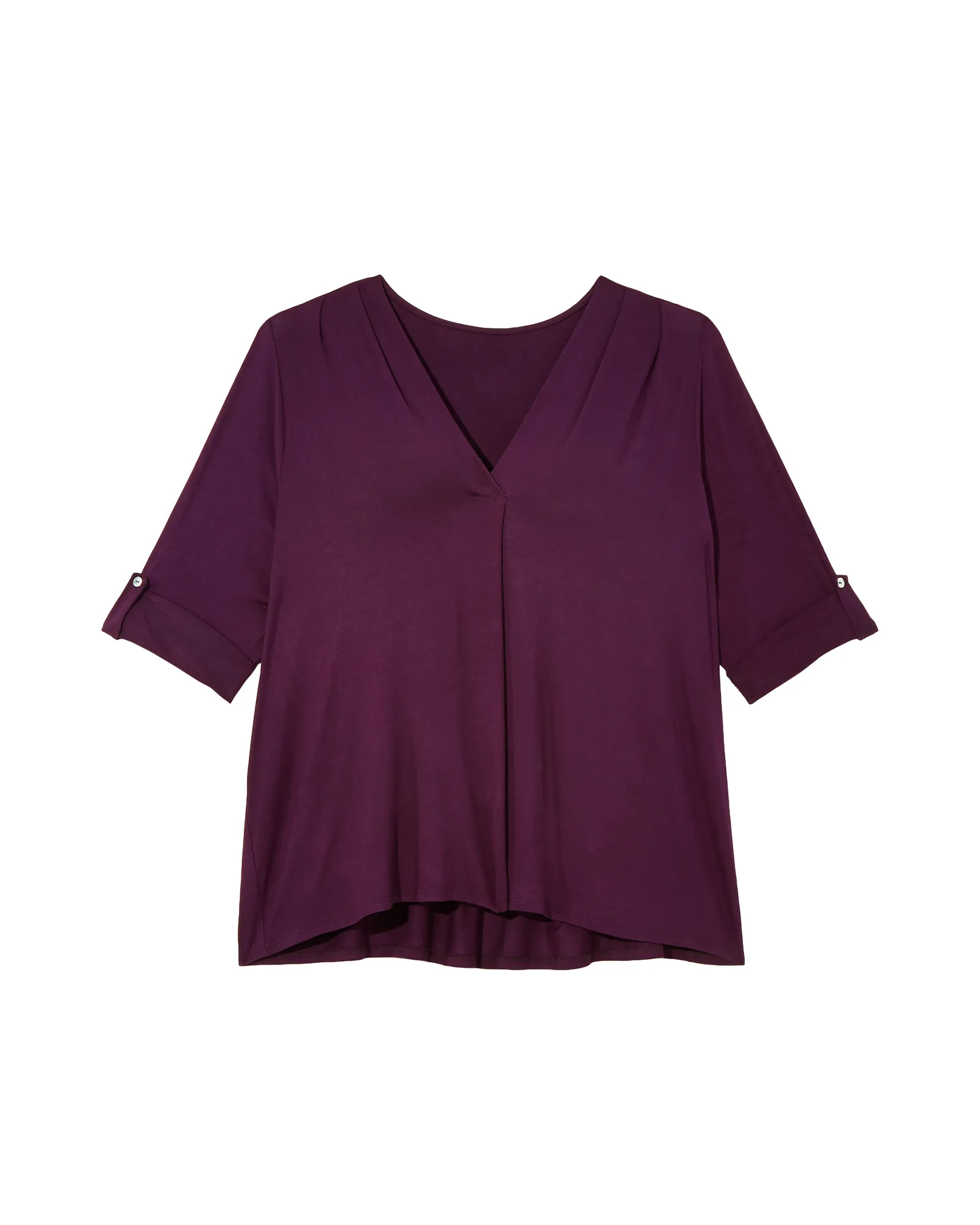 Asia 3/4 Sleeve V Neck Tee | Purple