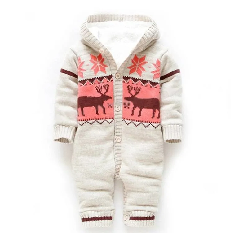 Baby Girl’s Winter Warm Woolen Jumpsuit