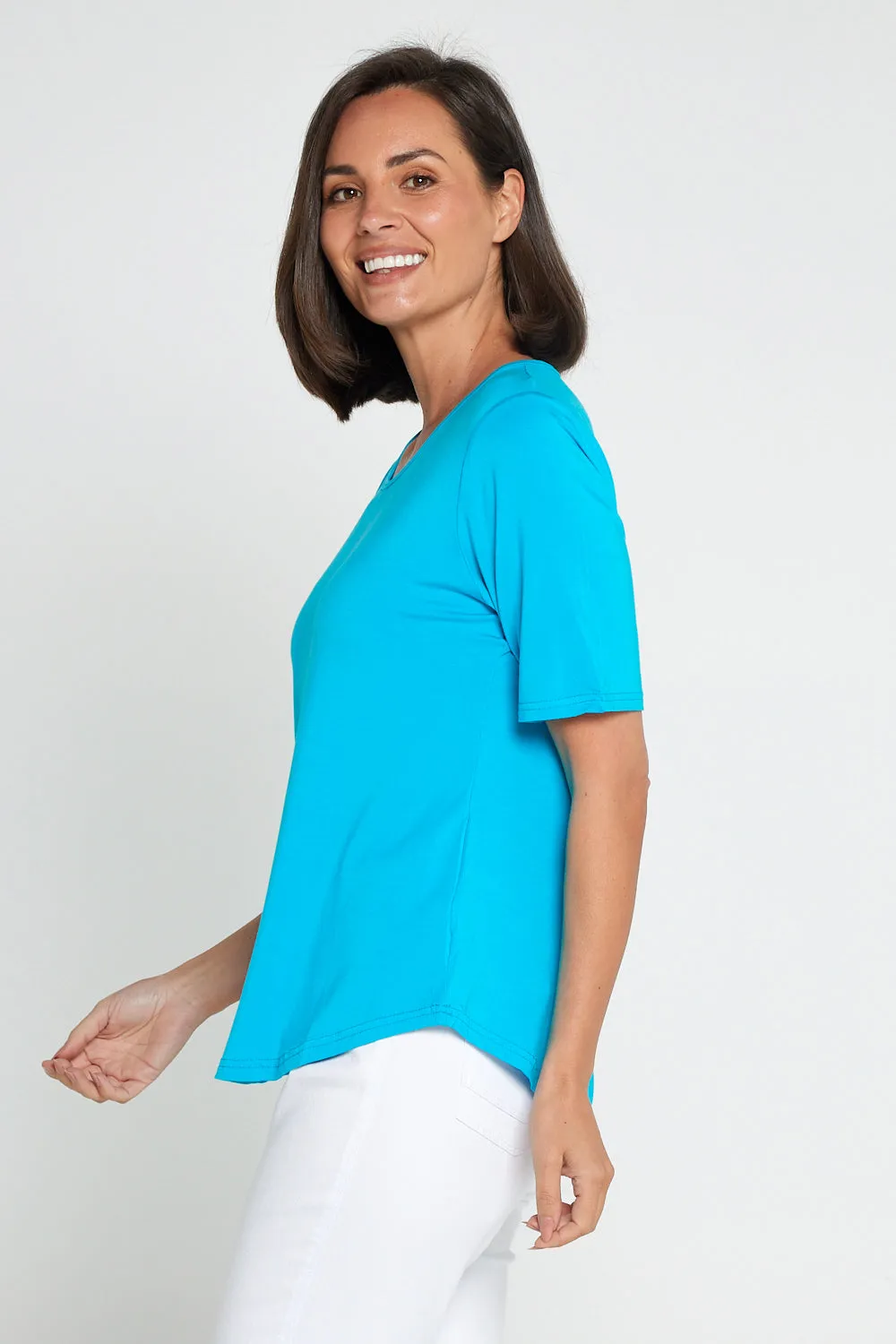 Belinda Modal Tee - Aqua Blue