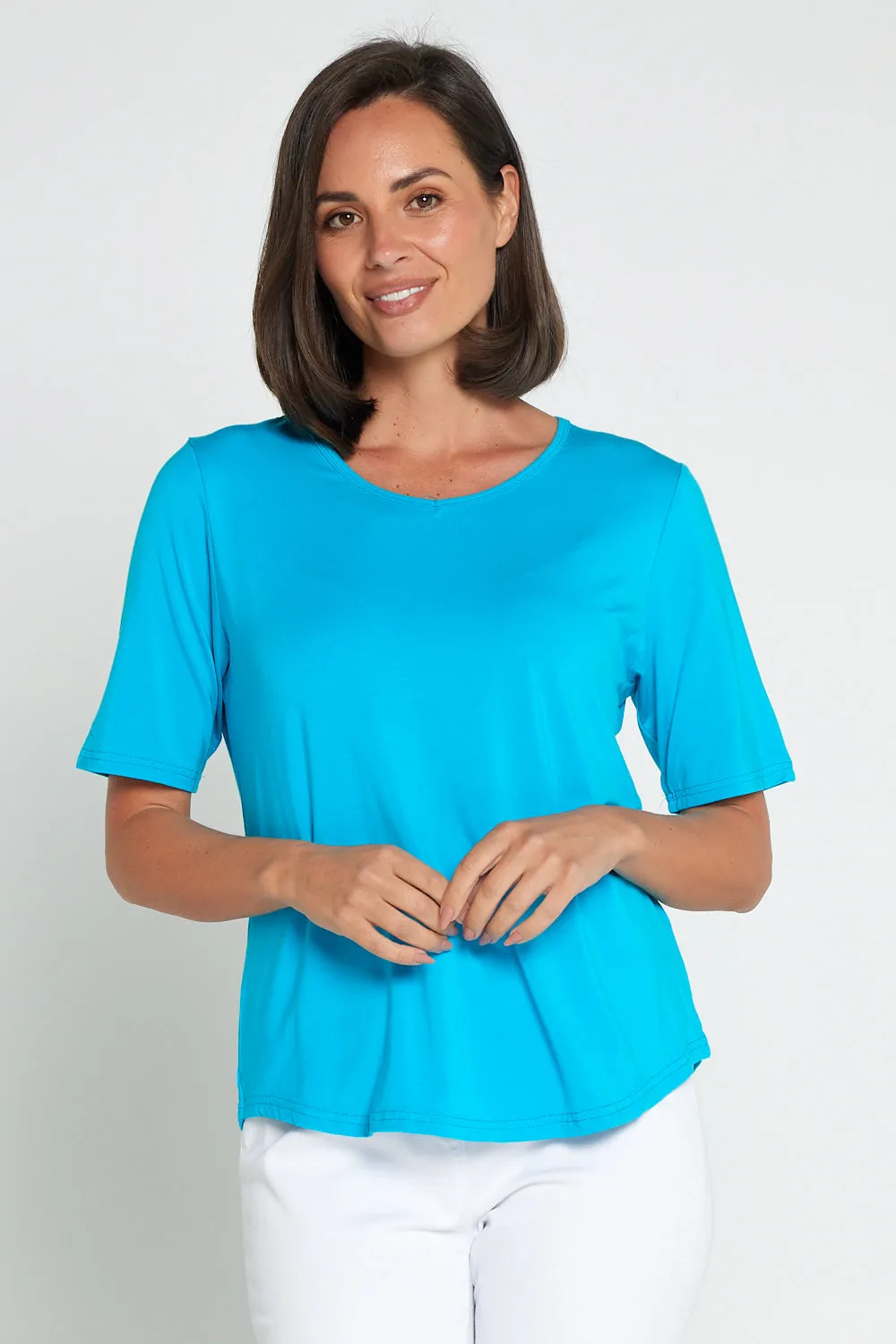 Belinda Modal Tee - Aqua Blue