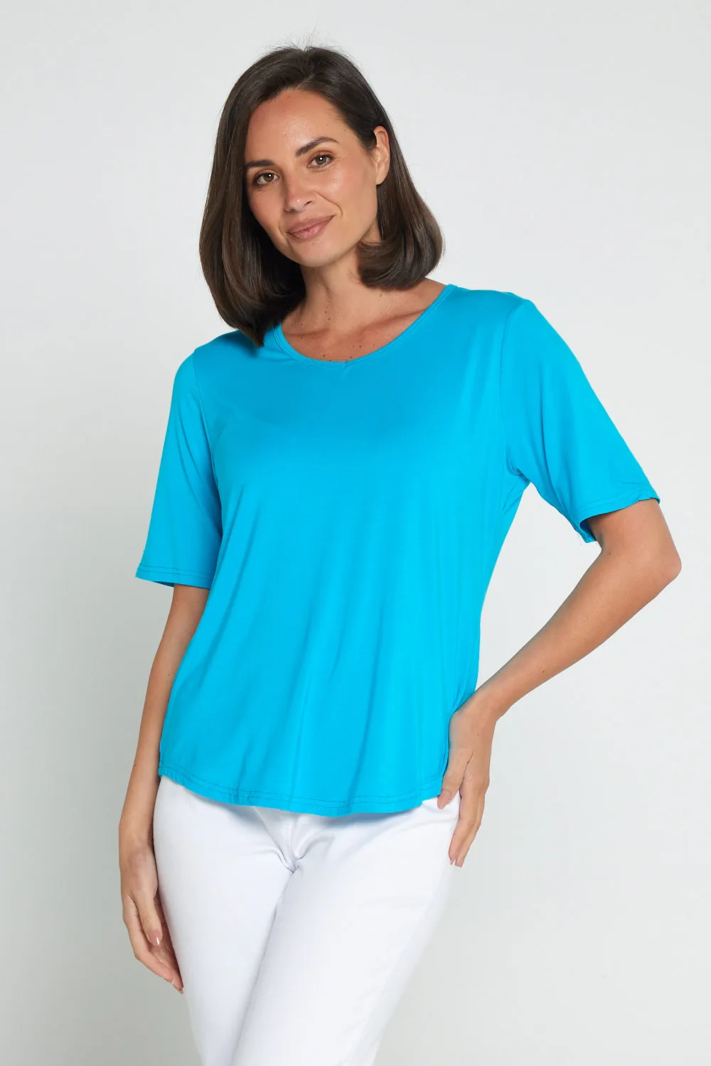 Belinda Modal Tee - Aqua Blue