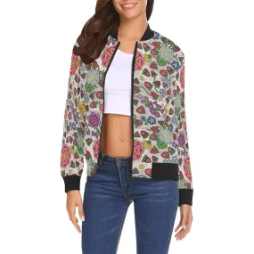 Berry Pop Bright Birch All Over Print Bomber Jacket for Women