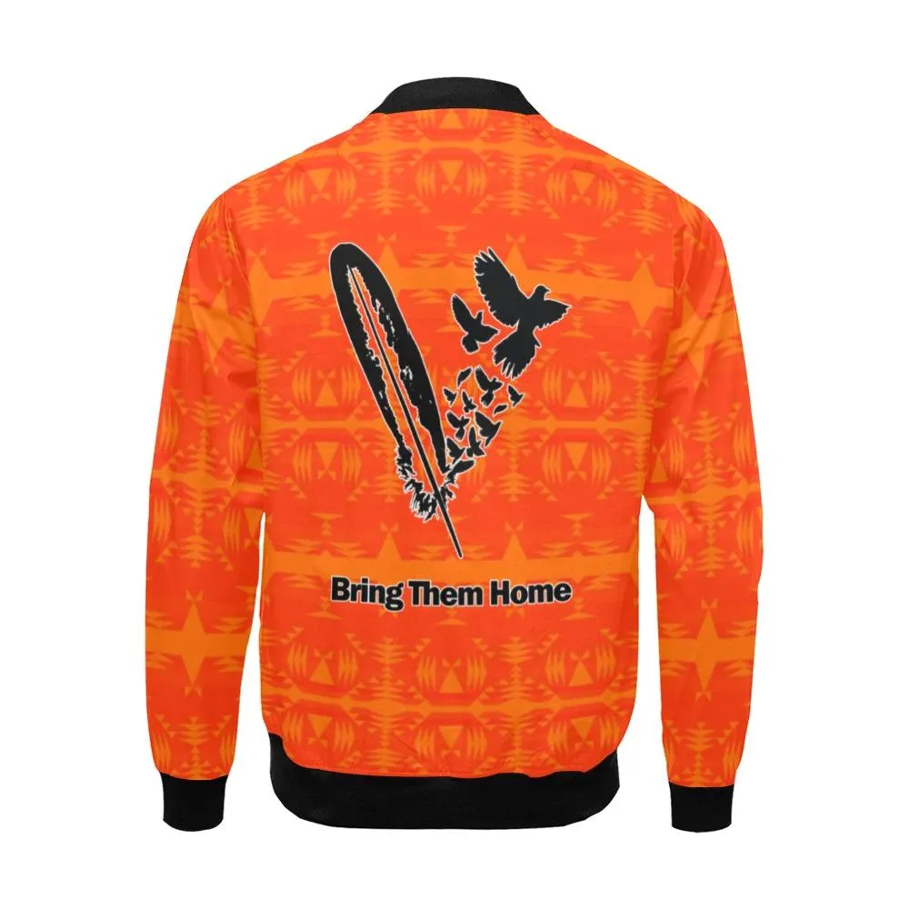 Between the Mountains Orange Bring Them Home Bomber Jacket for Men