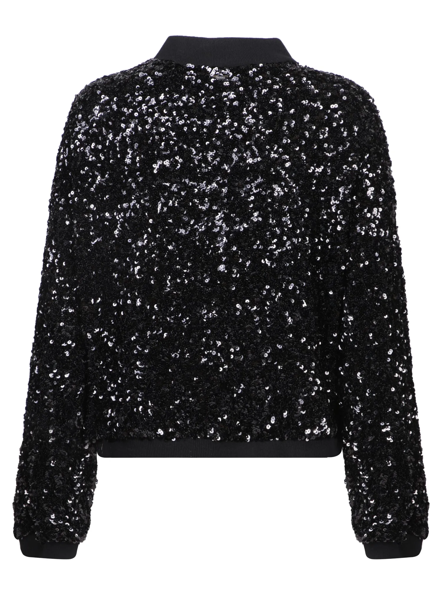 Black Sequin Bomber Jacket