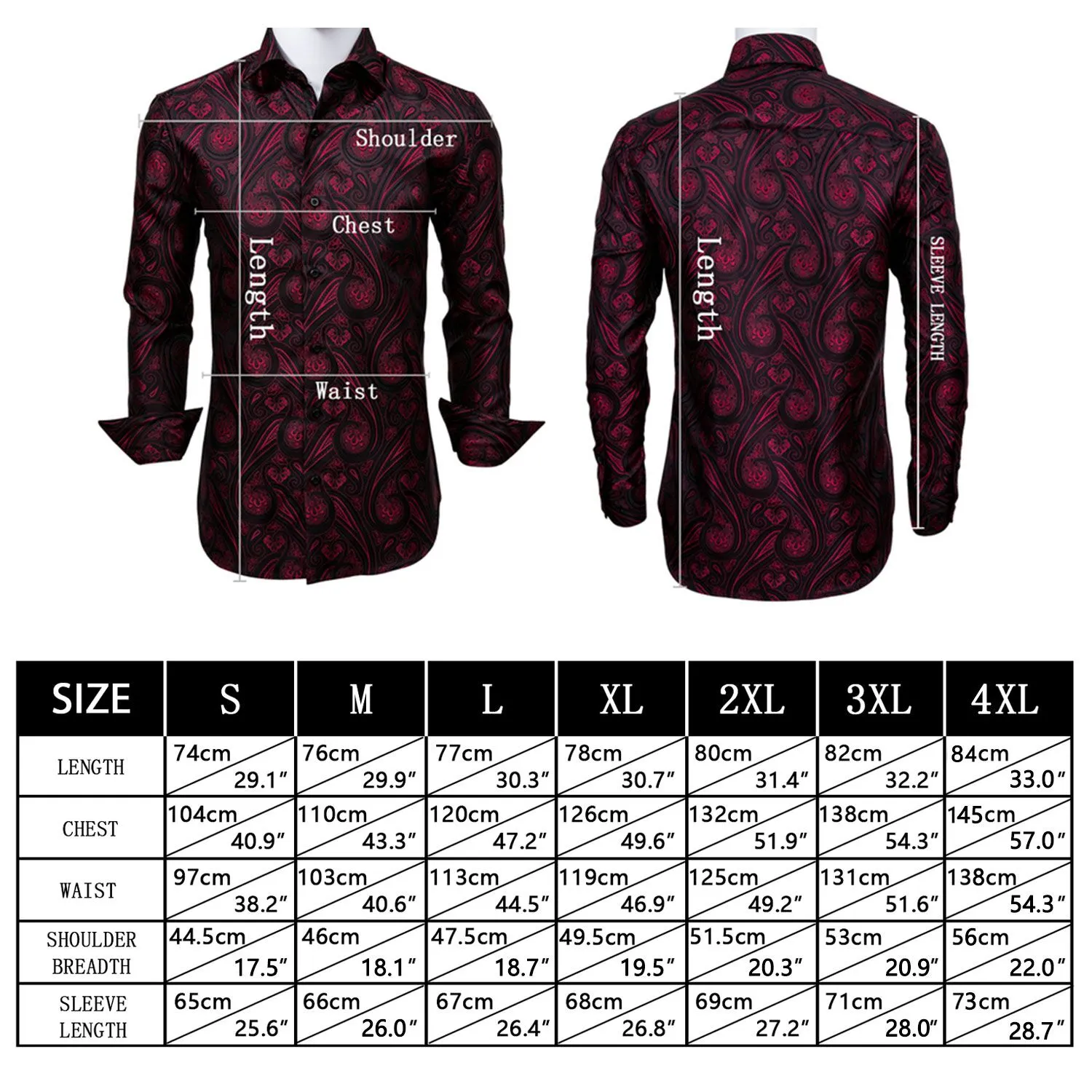 Blue Black Paisley Style Silk Men's Long Sleeve Shirt