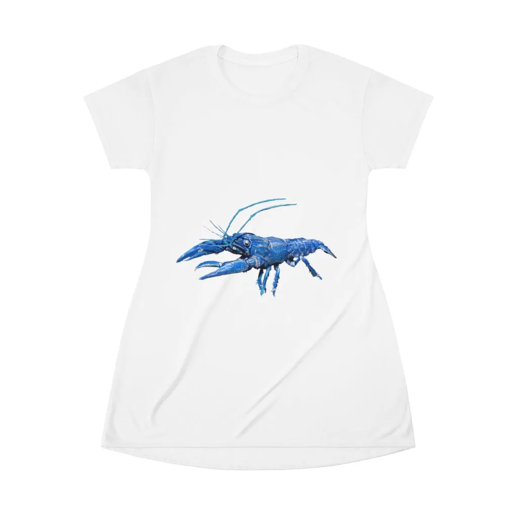 Blue Crawfish All Over Print T-Shirt Dress