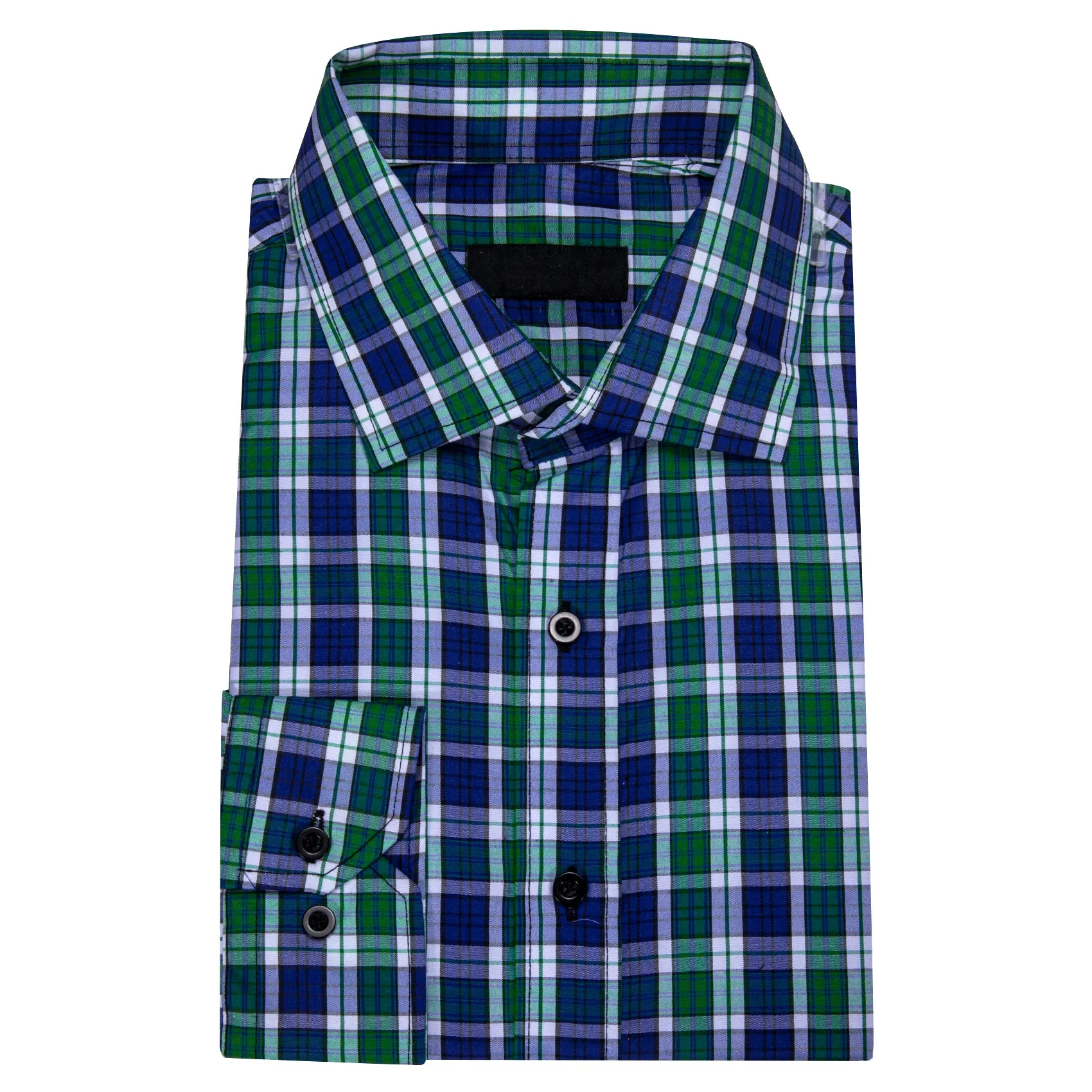 Blue Green Solid Men's Long Sleeve Work Shirt