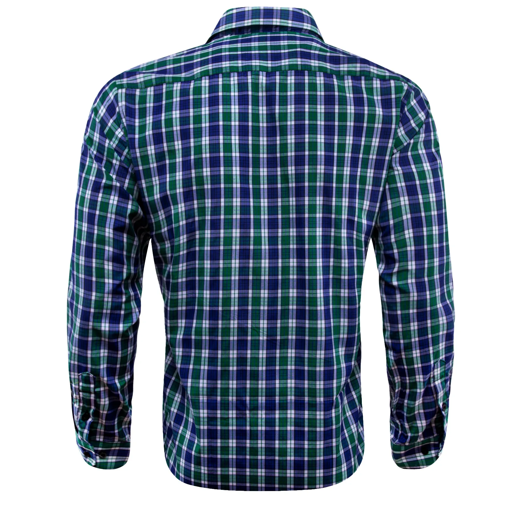 Blue Green Solid Men's Long Sleeve Work Shirt