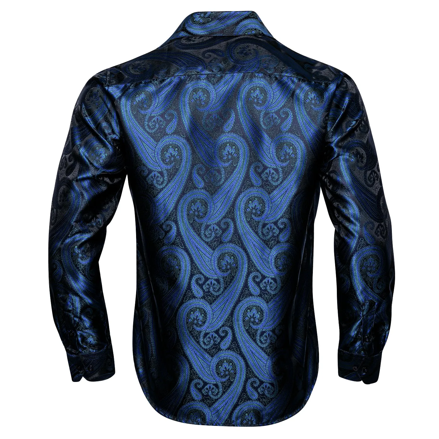 Blue Paisley Silk Men's Long Sleeve Shirt