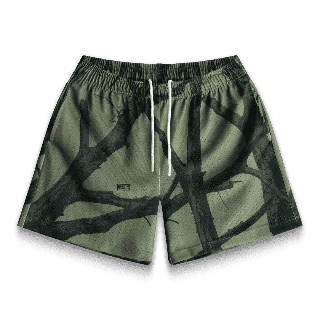 Bravest Studios Tree Camo Shorts Green