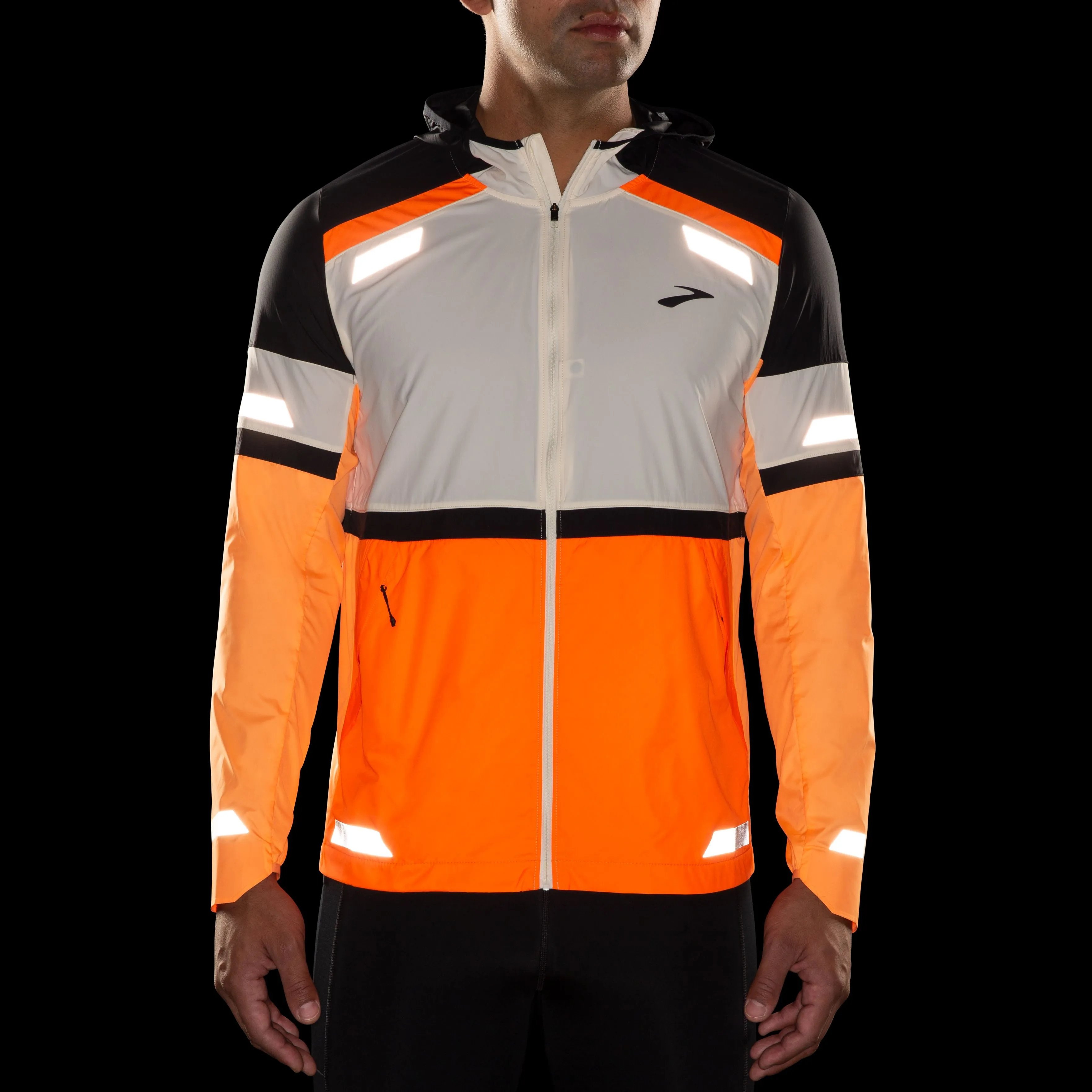 Brooks | Run Visible Jacket 2.0 | Men's | Ecru/Fluoro Flash/Black