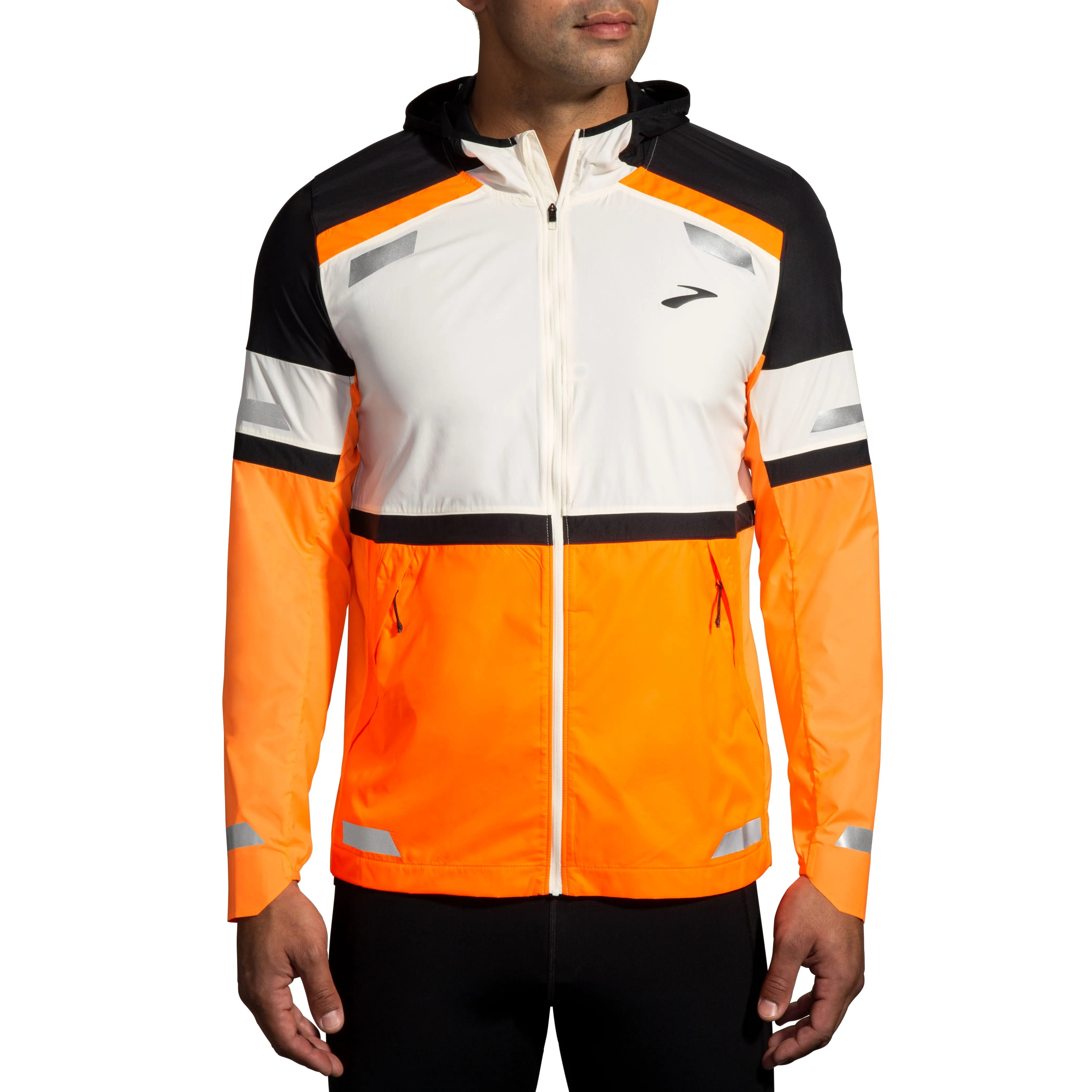 Brooks | Run Visible Jacket 2.0 | Men's | Ecru/Fluoro Flash/Black