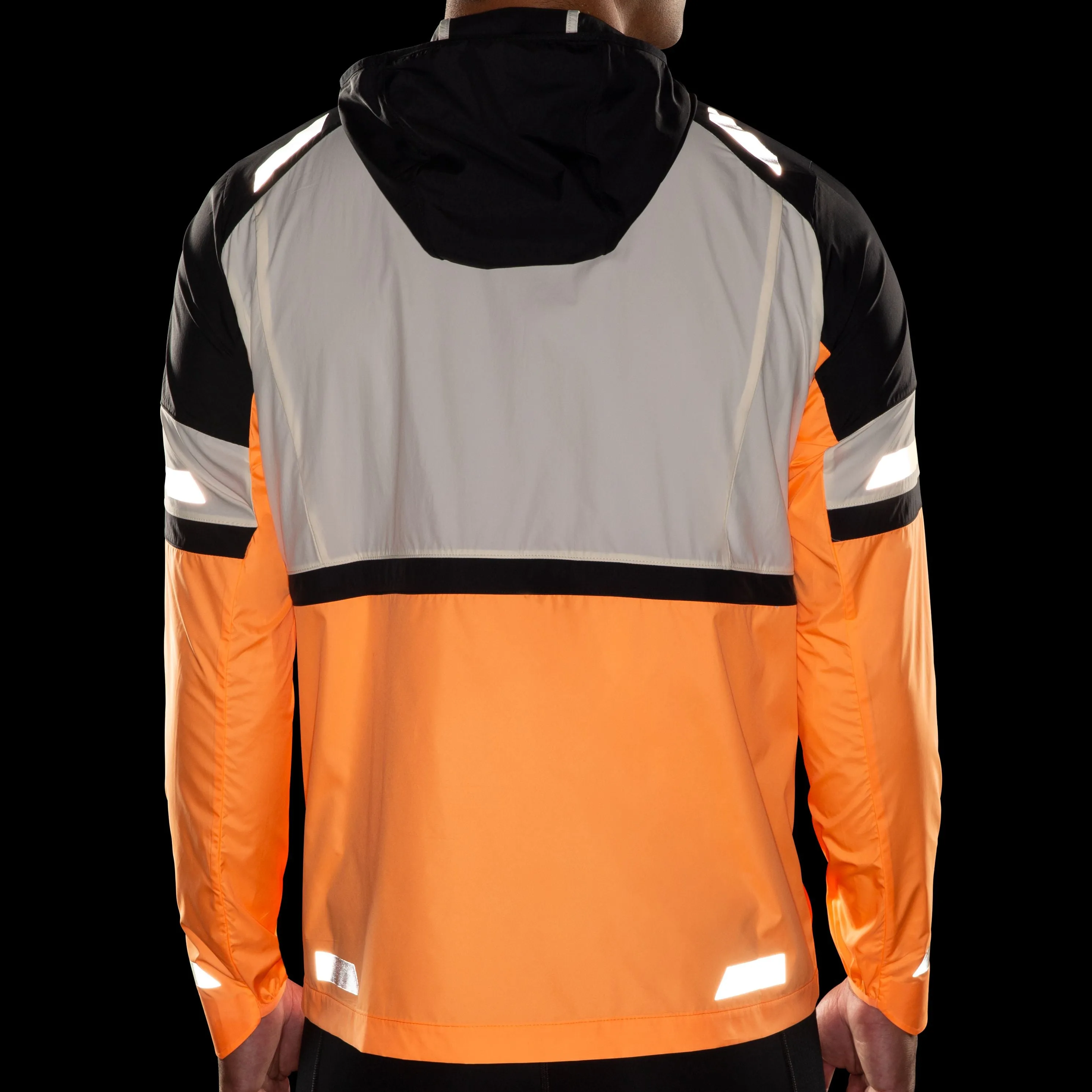 Brooks | Run Visible Jacket 2.0 | Men's | Ecru/Fluoro Flash/Black