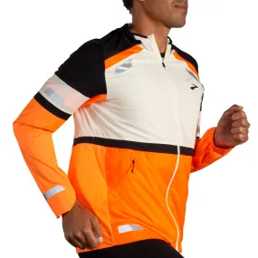 Brooks | Run Visible Jacket 2.0 | Men's | Ecru/Fluoro Flash/Black