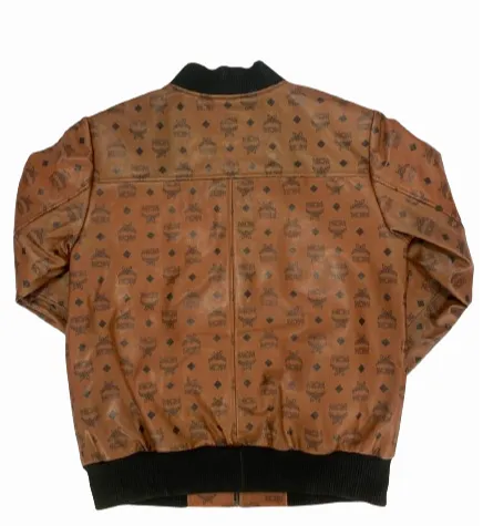 Brown Men's Leather Jacket | Men's designer inspired Ribbed bomber Jacket