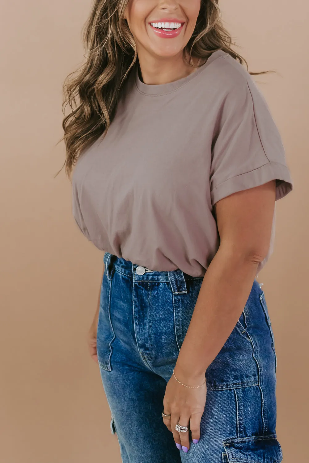 Bubble Crop Tee, Walnut