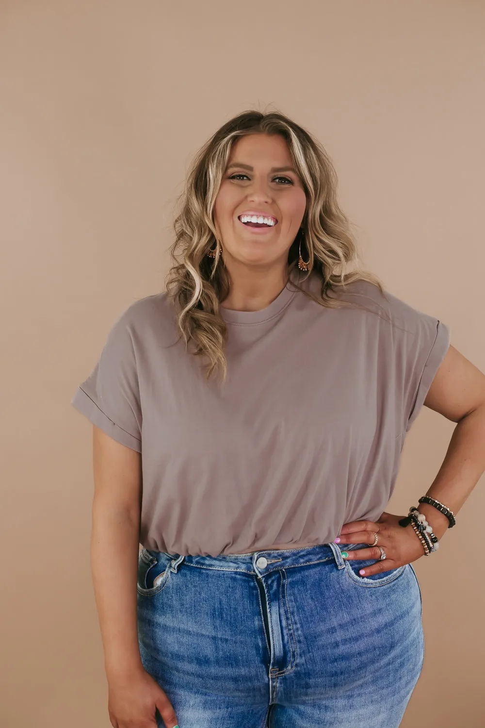 Bubble Crop Tee, Walnut