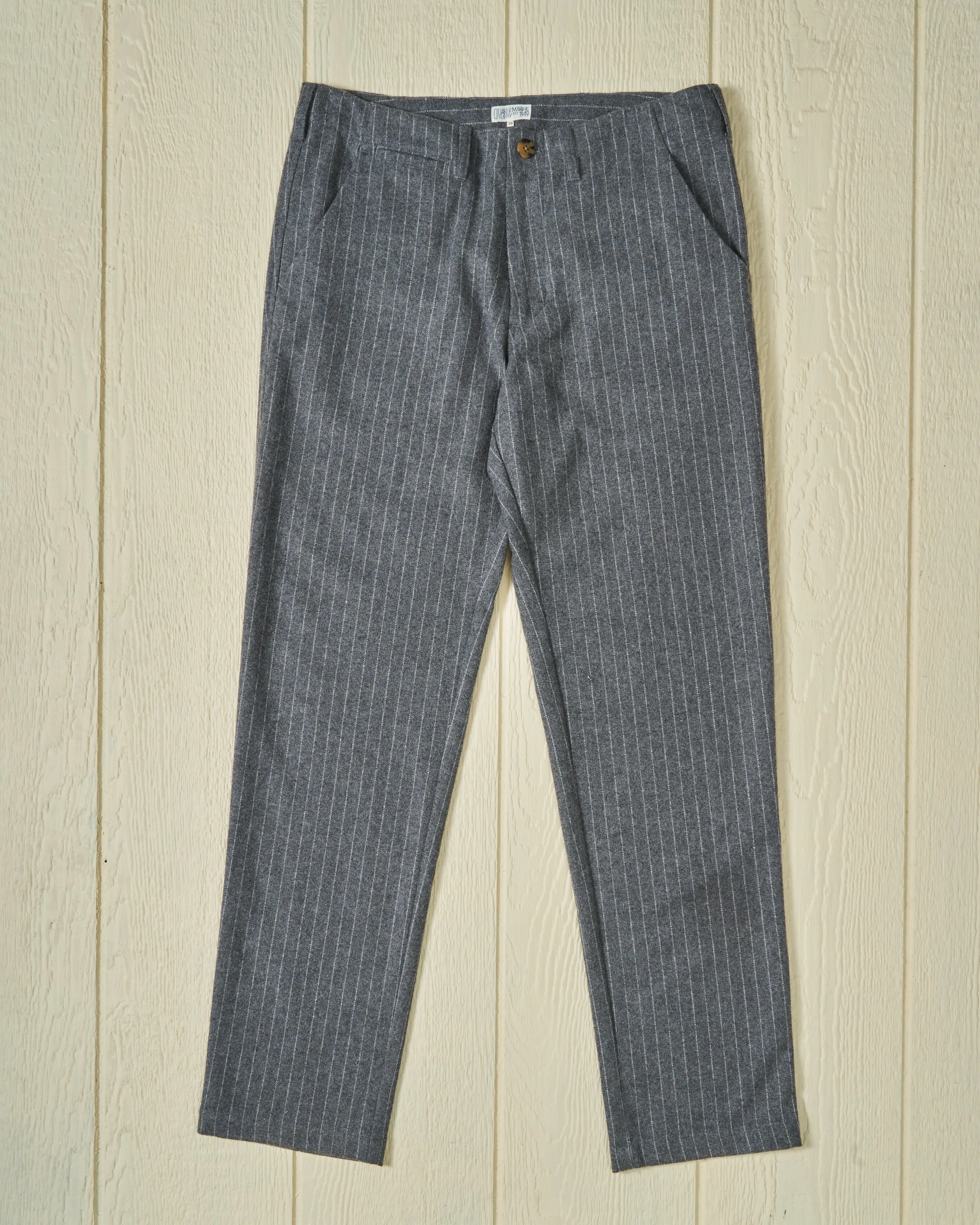 Camden Pant in Charcoal Chalk Stripe Washed Wool