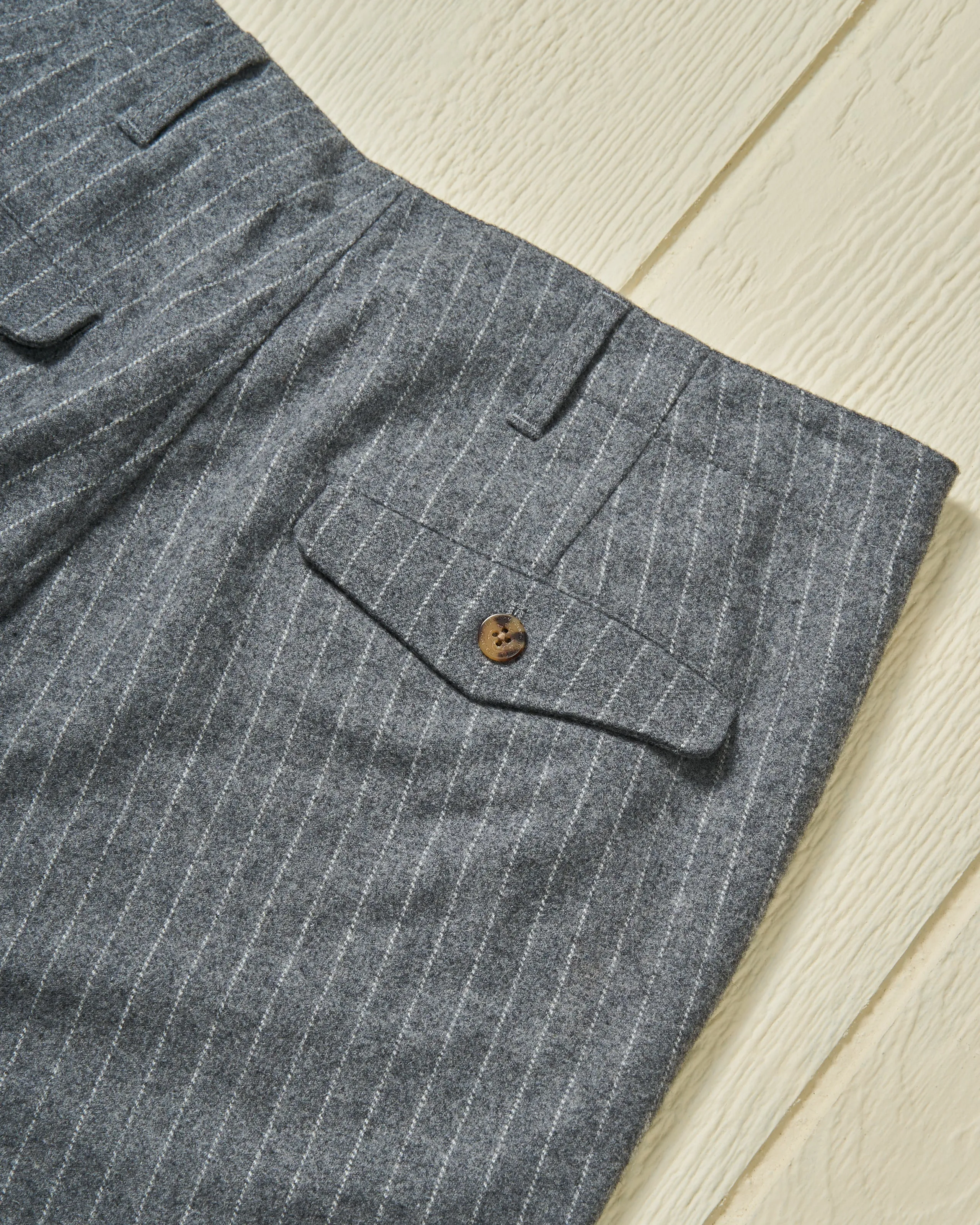 Camden Pant in Charcoal Chalk Stripe Washed Wool