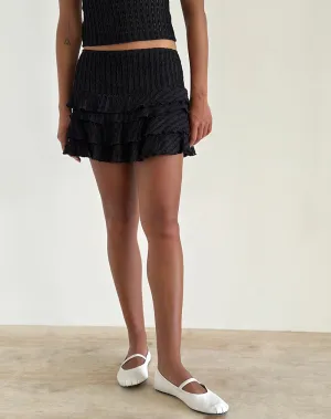 Carlota Mini Skirt In Crinkle Jet Black