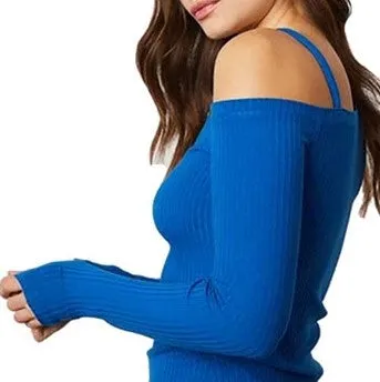 Carrie Poor Boy Off The Shoulder Top - Blue.