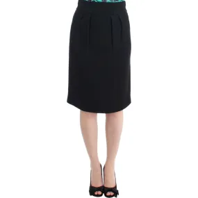 Cavalli Elegant Black Wool Pencil Skirt