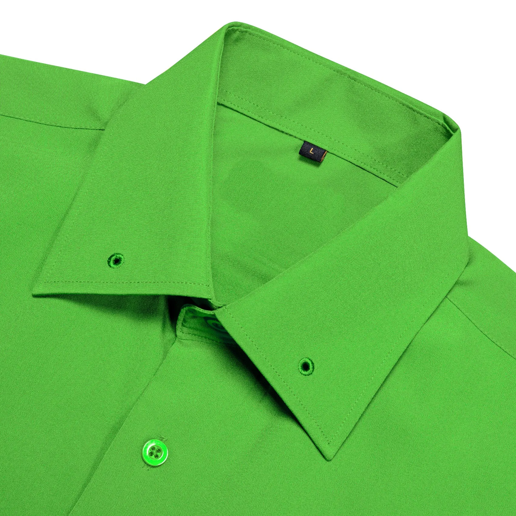 Chartreuse Green Solid Woven Men's Long Sleeve Shirt