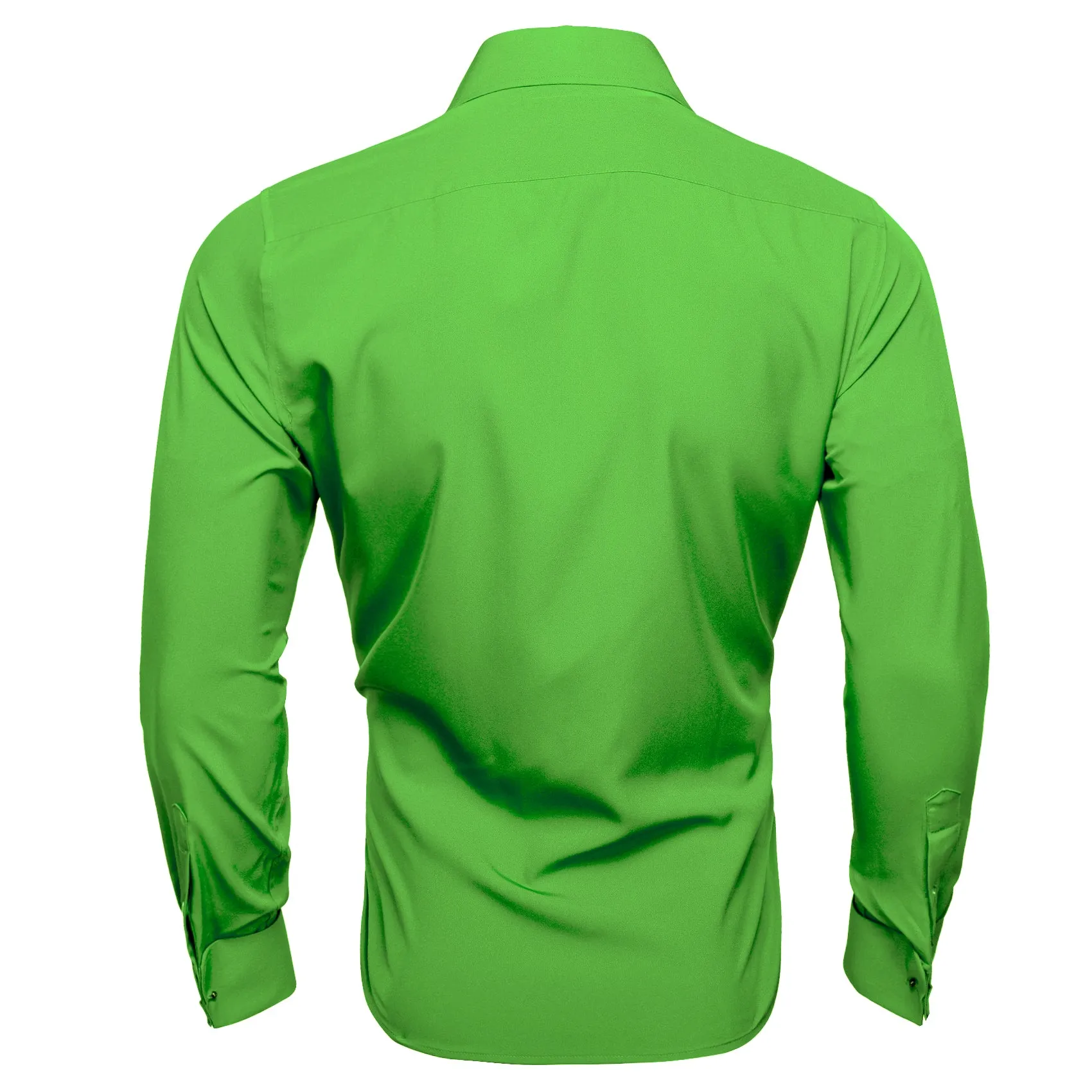 Chartreuse Green Solid Woven Men's Long Sleeve Shirt