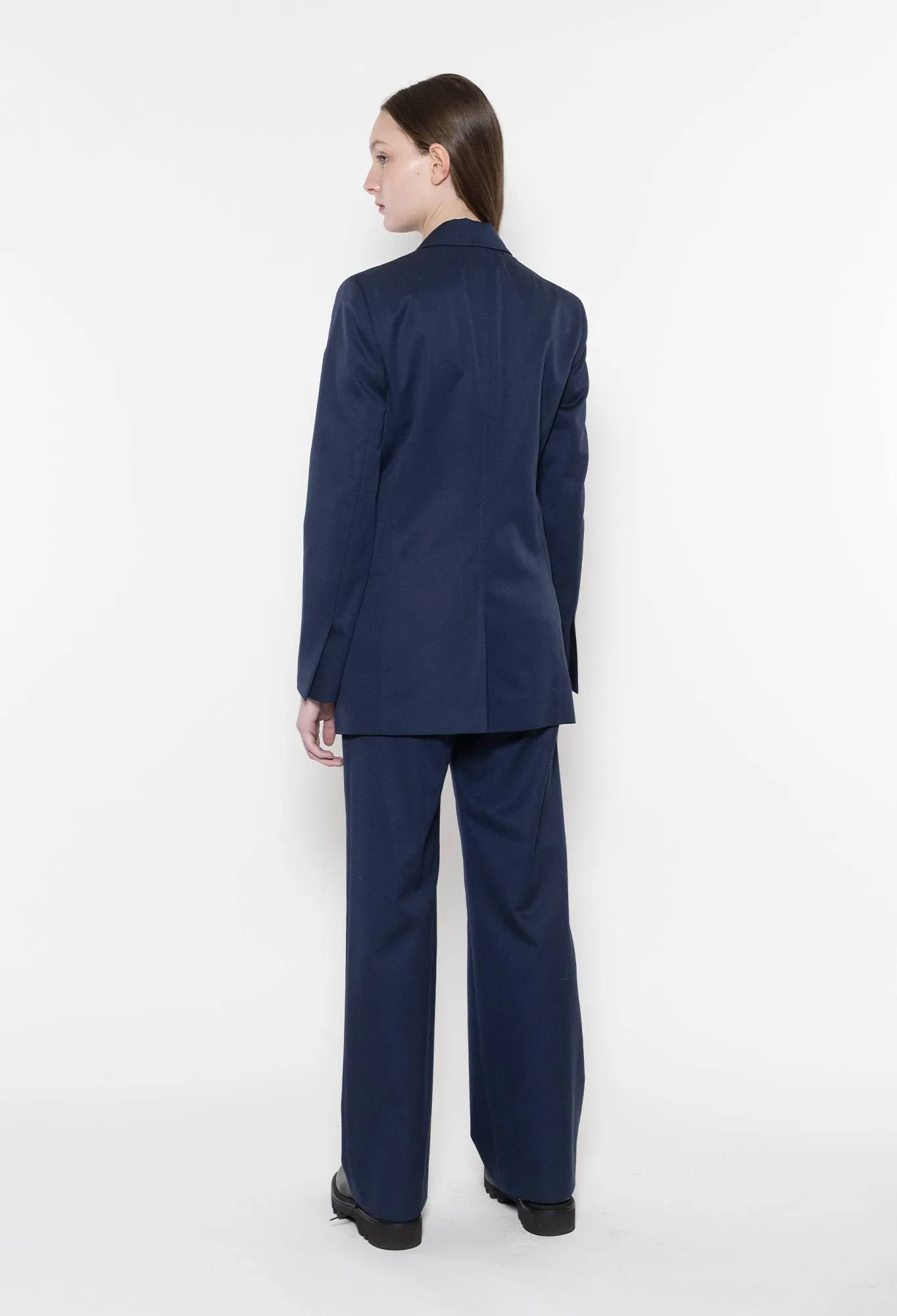 CHOPIN - Organic Wool Gabardine Three Button Blazer Jacket in Navy