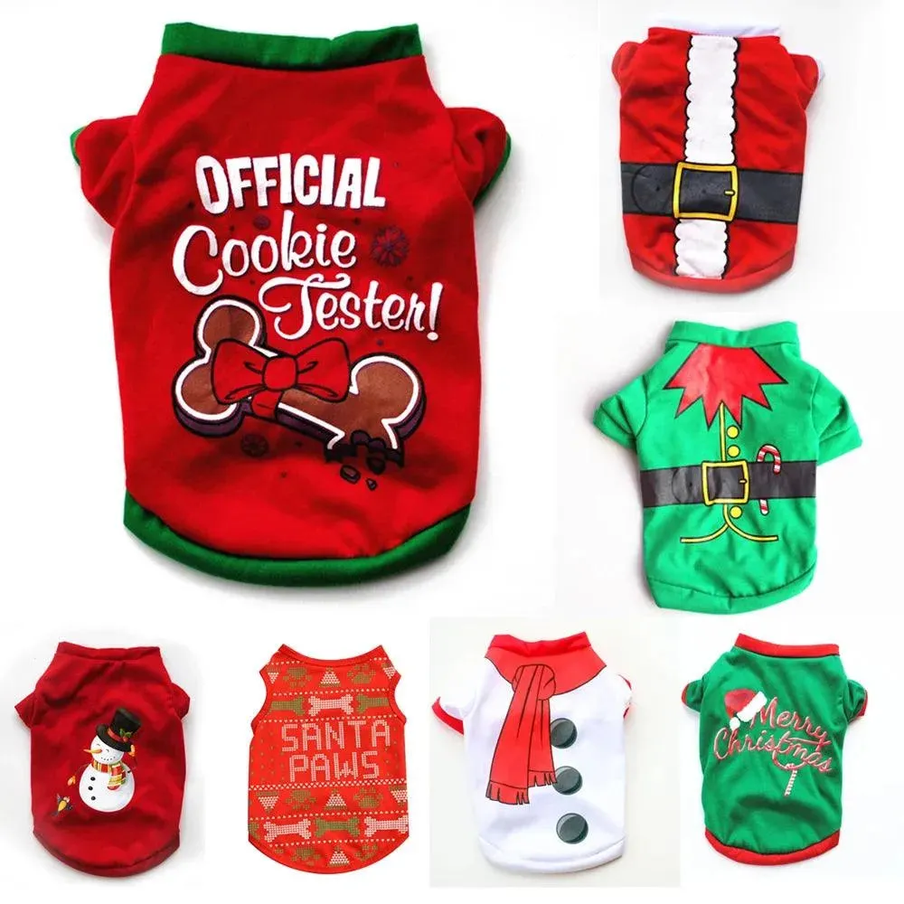 Christmas Printed Pet Costume Pure Cotton