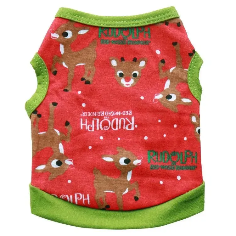 Christmas Printed Pet Costume Pure Cotton