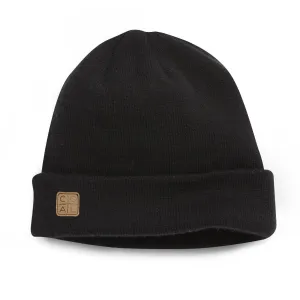 Coal Harbor Rib Knit Fisherman Beanie - Black