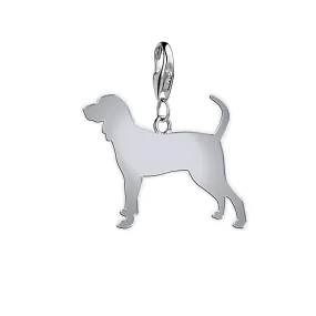 Coonhound Silhouette Silver Charm