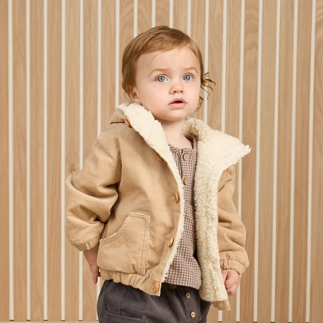 Corduroy Hooded Jacket - Latte - FINAL SALE