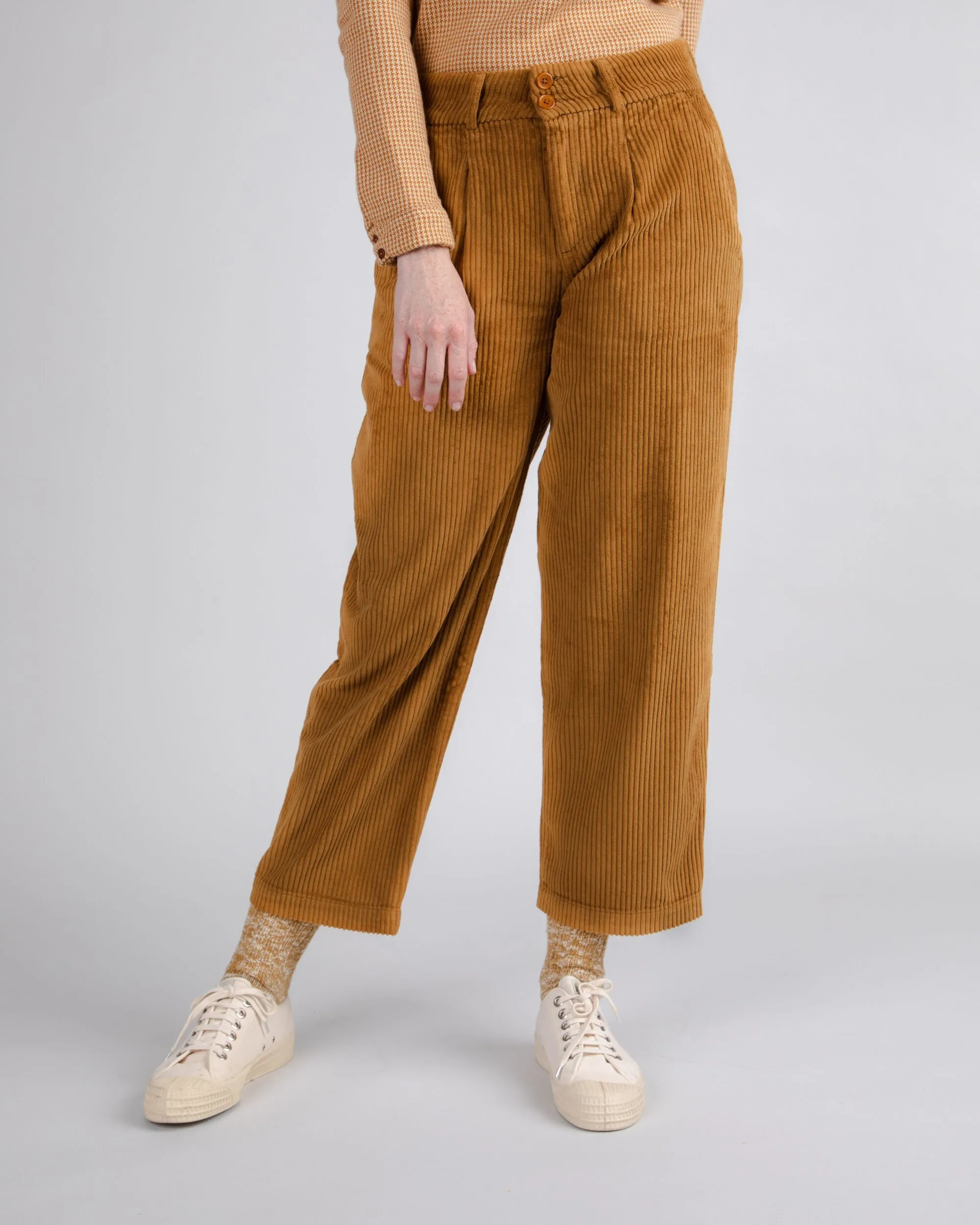 Corduroy Pleated Pants Camel