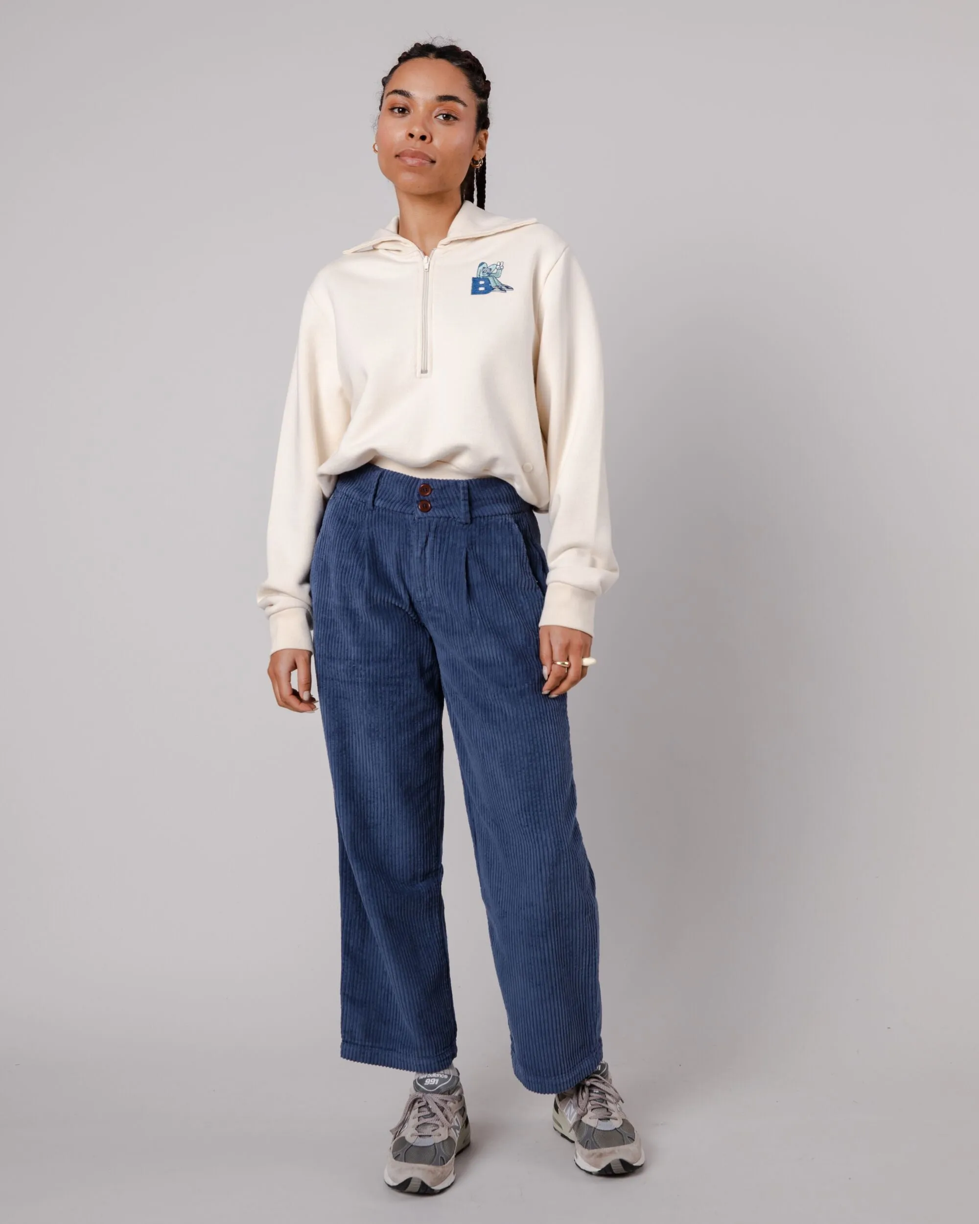 Corduroy Pleated Pants Indigo