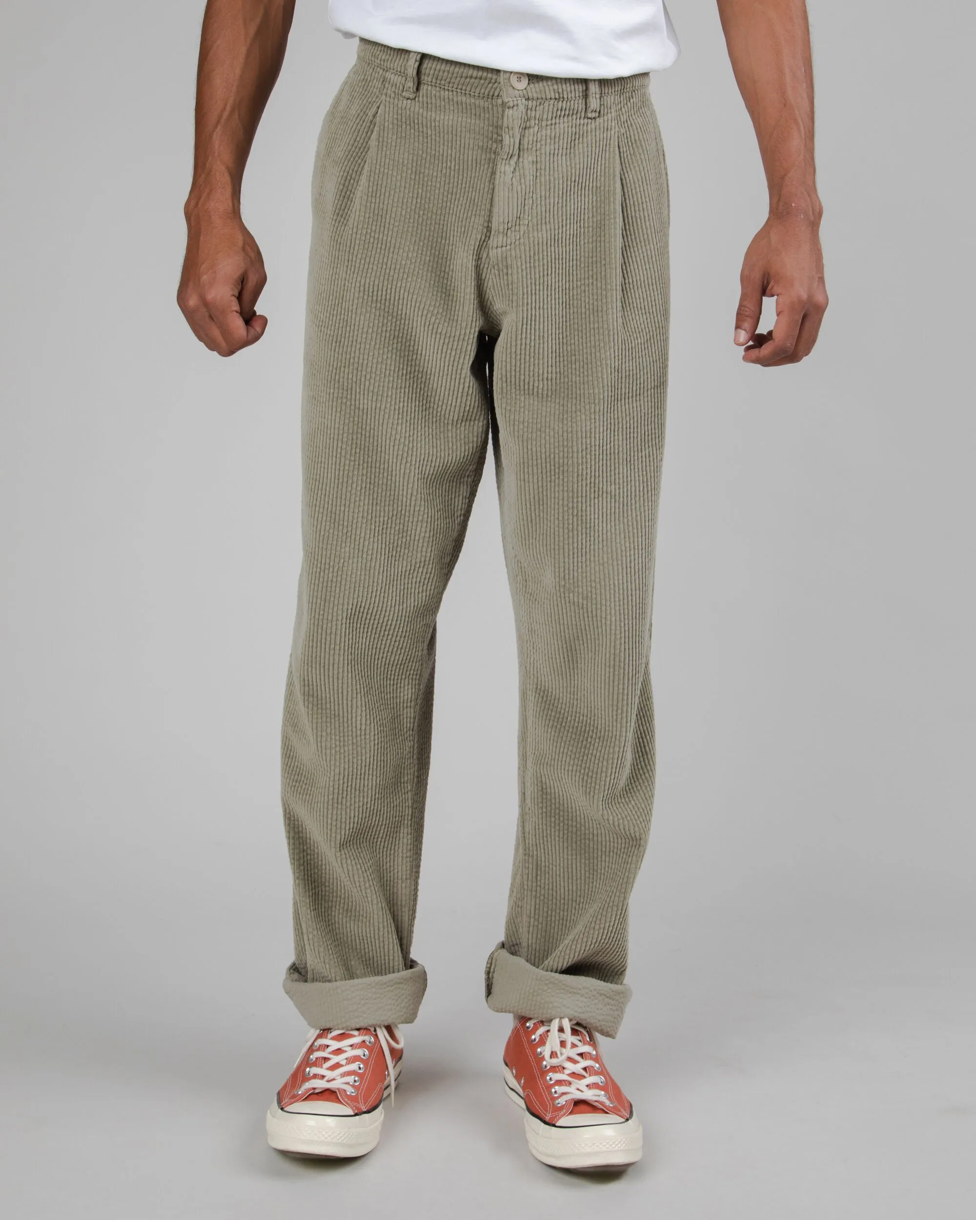 Corduroy Pleated Pants Pale Green