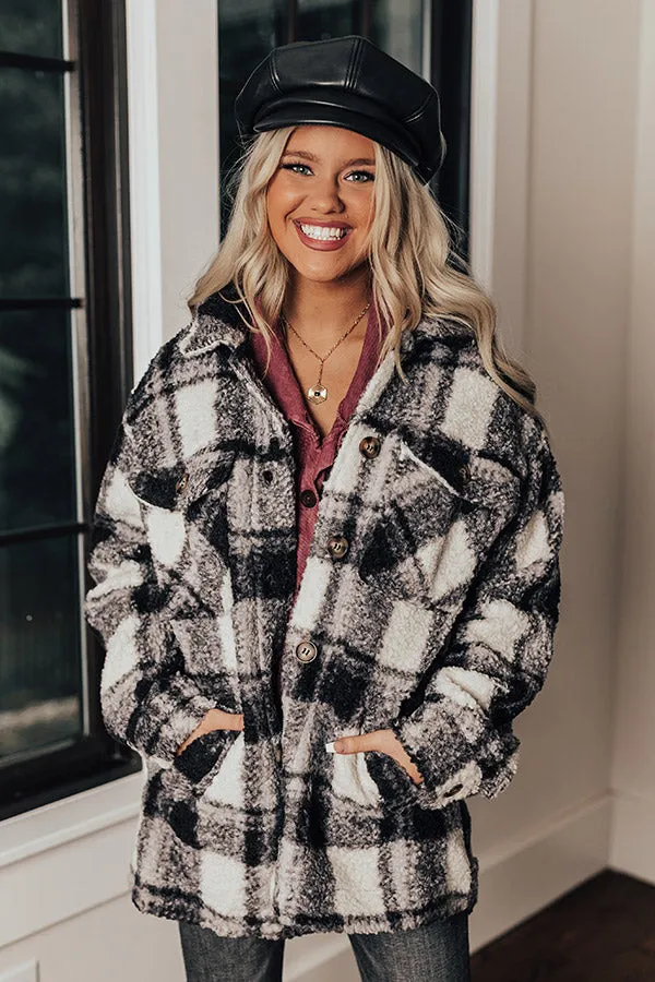 Cozy Atmosphere Sherpa Jacket In Charcoal